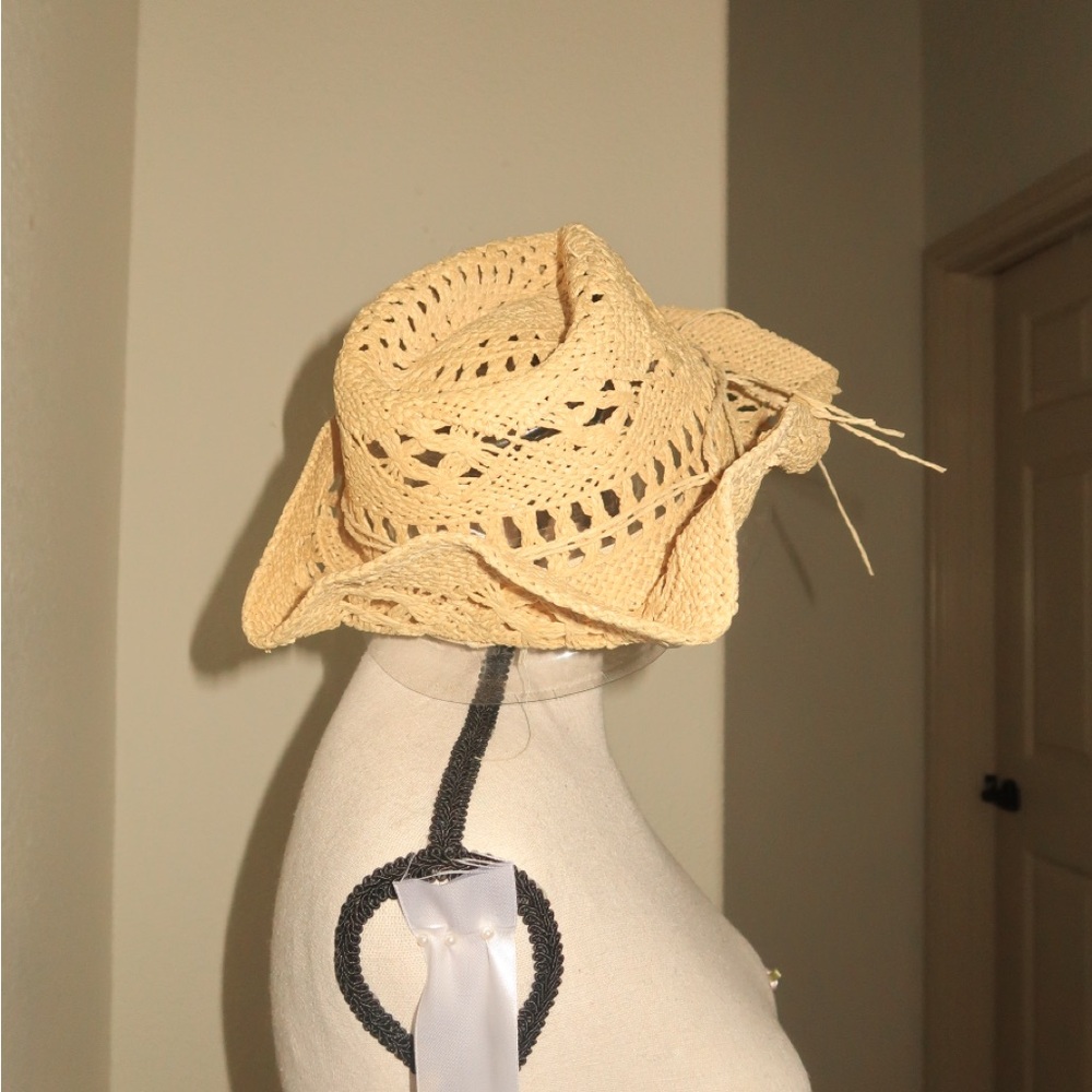 Peppermayo Women’s Straw Crochet Sun Hat - Cream - Picture 4 of 5
